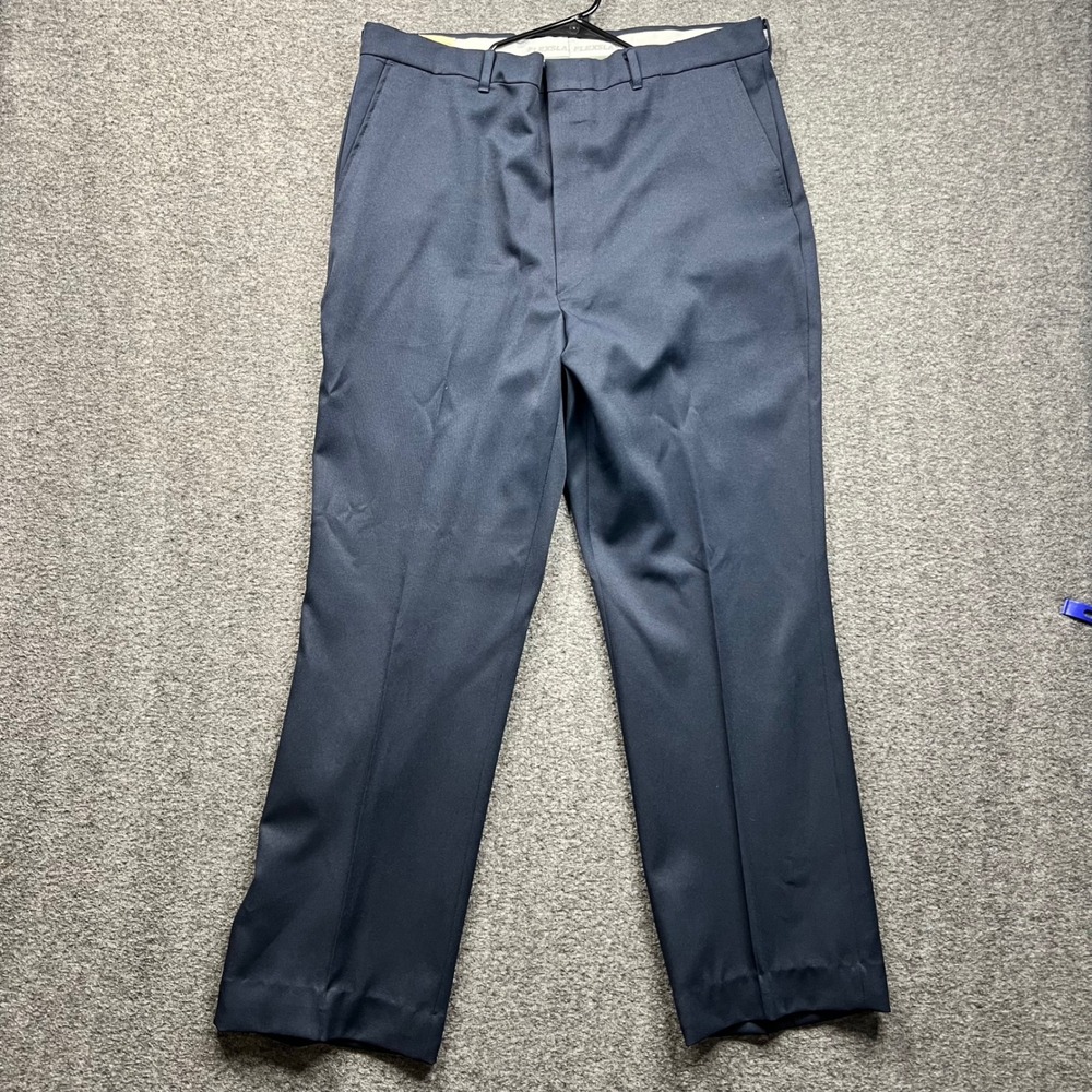 Vintage Sears SportsWear Dress Pants Mens 38x32 Navy Blue Fits 36x30 Perma-Prest